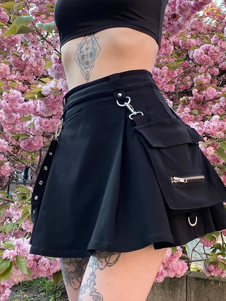 Harajuku Punk Gothic Black High Waist Black Skirts Women Sexy Patchwork Bandage Mini Skirt Female Streetwear Summer
Harajuku Punk Gothic Black High Waist Black Skirts Women Sexy Patchwork Bandage Mini Skirt Female Streetwear Summer