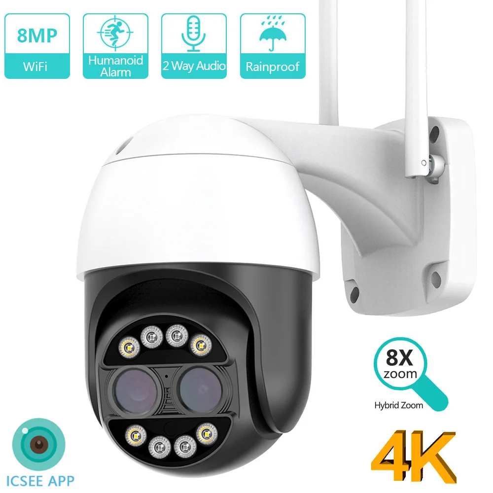 8MP 4K 8x Hybrid Zoom 2.8+12mm Dual Lens PTZ IP Camera WiFi Outdoor Human Detection 4MP Audio Security Video Surveillance Camera
8MP 4K 8x Hybrid Zoom 2.8+12mm Dual Lens PTZ IP Camera WiFi Outdoor Human Detection 4MP Audio Security Video Surveillance Camera