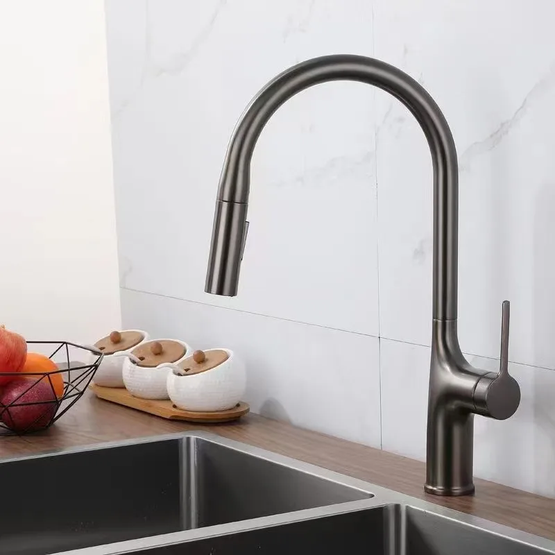 Kitchen and bathroom pull-out faucet, gun gray kitchen basin faucet, hot mixing faucet
Kitchen and bathroom pull-out faucet, gun gray kitchen basin faucet, hot mixing faucet