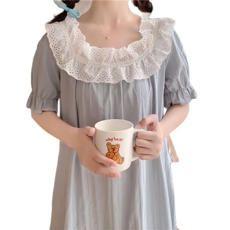 Women Cute Princess Nightgown For Summer Cotton Short Sleeve Korean Sleepwear Soft Sleepskirt Loose Nightdress Dropshiping
Women Cute Princess Nightgown For Summer Cotton Short Sleeve Korean Sleepwear Soft Sleepskirt Loose Nightdress Dropshiping