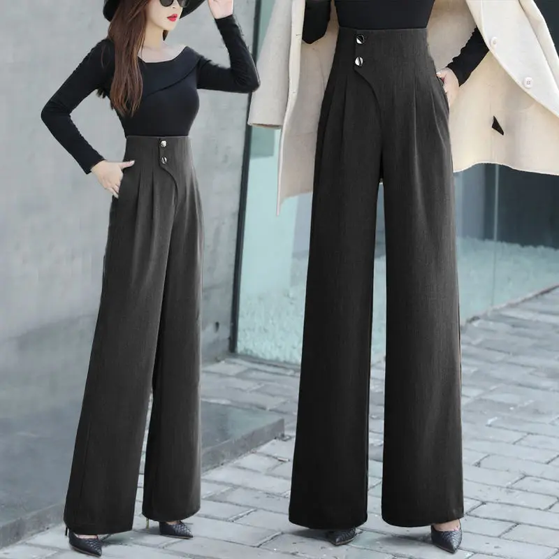New Womens Office Wide Leg Pants Slim Fashion Casual Suit Pants Casual Straight Elegant High Waist Trousers Pockets Female F6
New Womens Office Wide Leg Pants Slim Fashion Casual Suit Pants Casual Straight Elegant High Waist Trousers Pockets Female F6