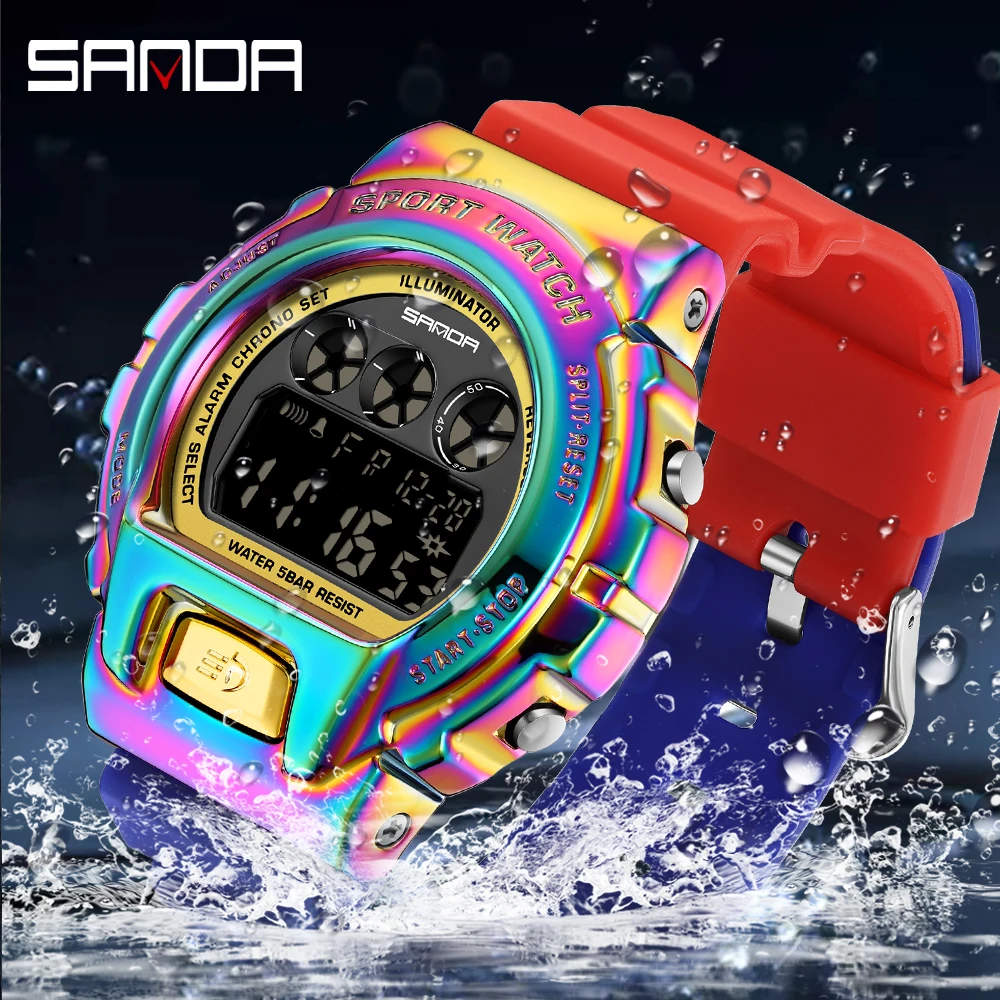 

SANDA Digital Watch Men Military Army Sport Chronograph Date Wristwatch TPU Band Week 50m Waterproof Male Electronic Clock 2127