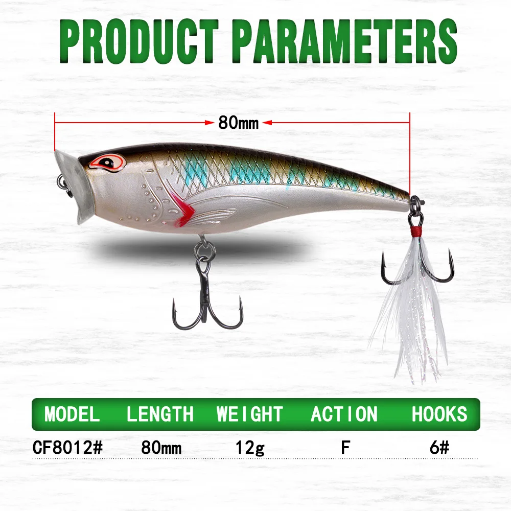 Плавающая Поппер рыболовная приманка для щуки Cf приманка топвотер 80 мм 12ghard приманка с большим ртом приманка для ловли окуня снасть с объемными глазами
