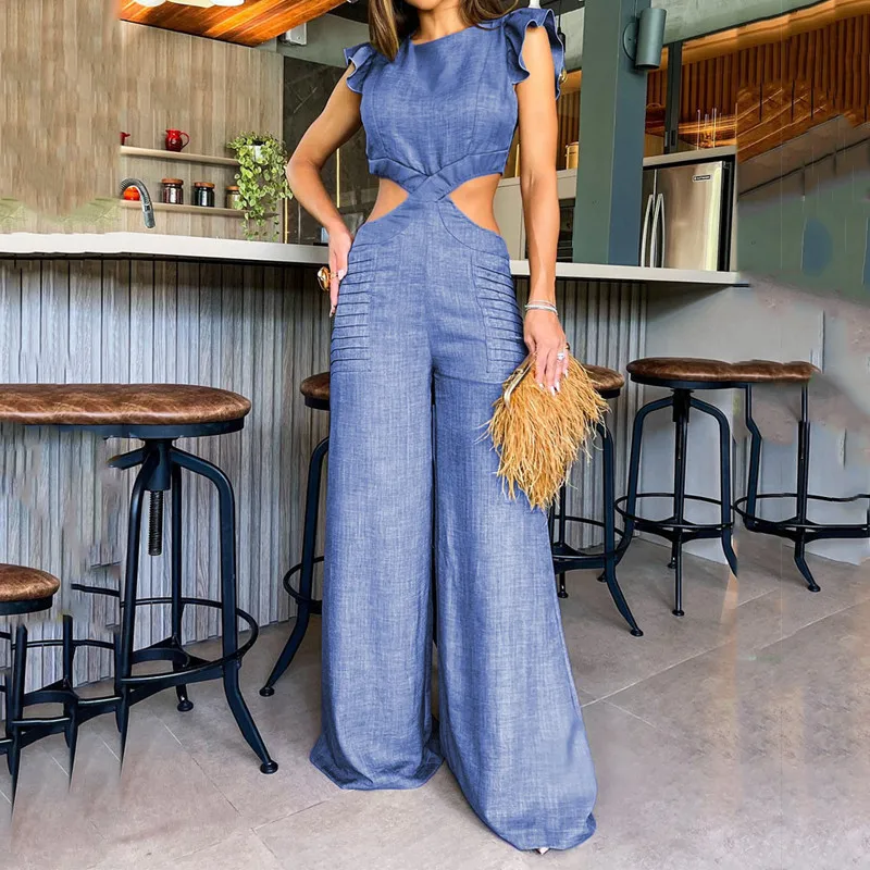 2023 Summer New Casual Fashion Women's Jumpsuit Elegant Commuter Hollow Out Round Neck Ruffled Loose Pants Jumpsuit
2023 Summer New Casual Fashion Women's Jumpsuit Elegant Commuter Hollow Out Round Neck Ruffled Loose Pants Jumpsuit