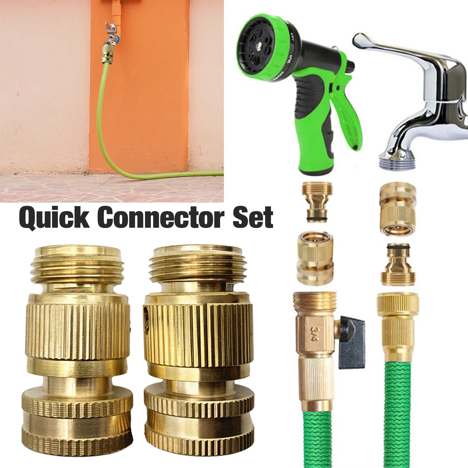 Garden Hose Quick Connector Easy To Install Solid Brass Hose Connectors Adapters Easy Connect Fittings No-Leak Water Hose
Garden Hose Quick Connector Easy To Install Solid Brass Hose Connectors Adapters Easy Connect Fittings No-Leak Water Hose