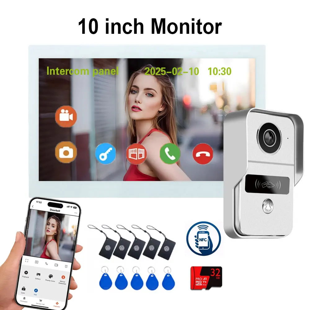 Умная камера дверного звонка 1080P Tuya, домашний видеодомофон, Wi-Fi, 2 провода, 7/10 дюймов, беспроводная видеодомофонная система, разблокировка 5 в 1, NFC
Умная камера дверного звонка 1080P Tuya, домашний видеодомофон, Wi-Fi, 2 провода, 7/10 дюймов, беспроводная видеодомофонная система, разблокировка 5 в 1, NFC