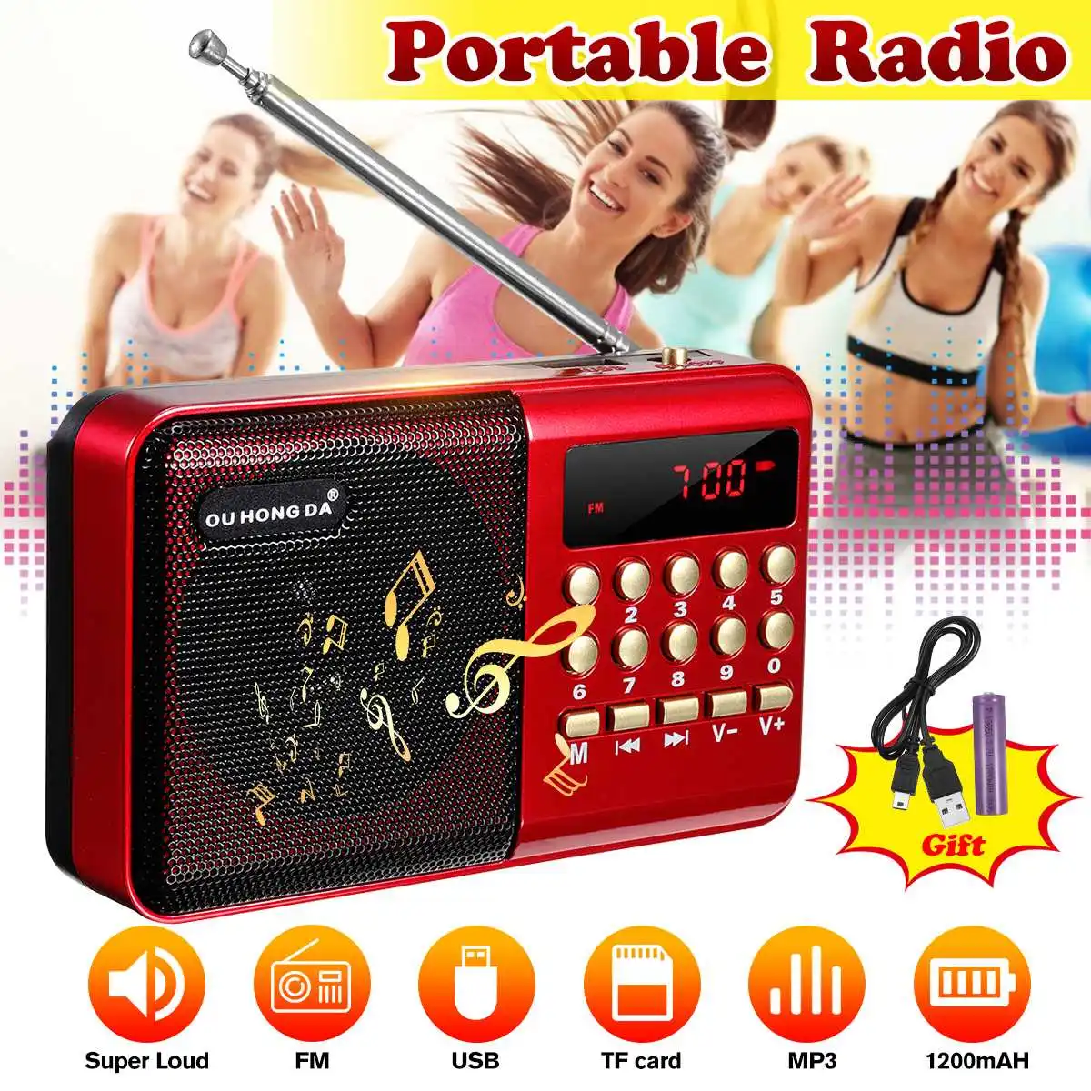 Телескопическая антенна, портативная, для FM, USB, TF, MP3 проигрывателя, динамика, с возможностью подзарядки
Телескопическая антенна, портативная, для FM, USB, TF, MP3 проигрывателя, динамика, с возможностью подзарядки