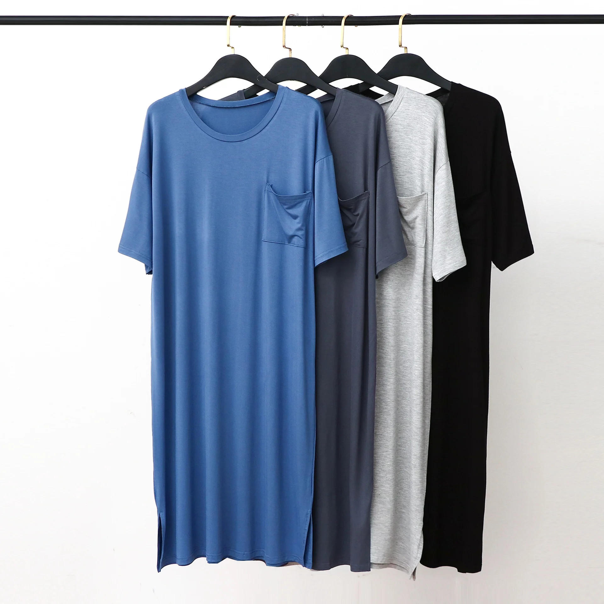 Modal Men Pajamas Long Kn-length Short-slved Mid-length Loose One-piece Large Size Bathrobe Home Mens Nightshirt Slp Tops
Modal Men Pajamas Long Kn-length Short-slved Mid-length Loose One-piece Large Size Bathrobe Home Mens Nightshirt Slp Tops