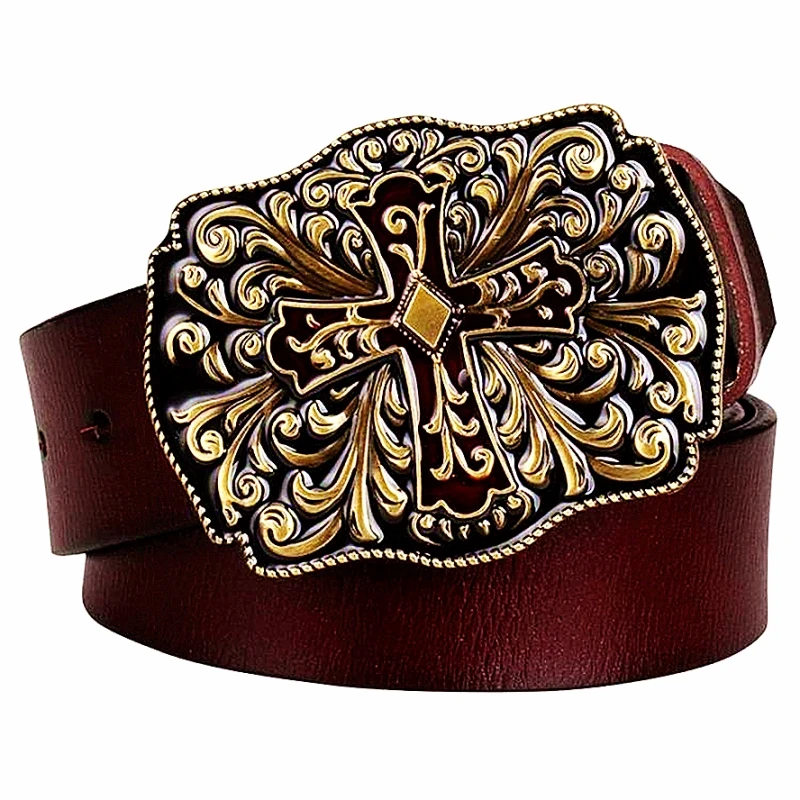 Free Shipping Fashion Women Belt Flower Cross Buckle Arabesque Pattern Genuine Leather Waistband Jeans Lady Gift 
Free Shipping Fashion Women Belt Flower Cross Buckle Arabesque Pattern Genuine Leather Waistband Jeans Lady Gift
