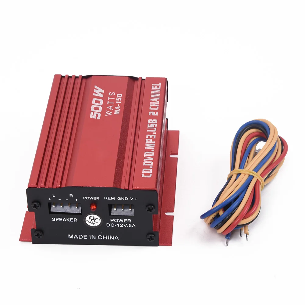 12V Cable 500W Audio Amplifier 2 Channels Hi-Fi Stereo Amplifier Amp Subwoofer USB Port Mp3 Mp4 Aluminum Alloy 20Hz~20KHz
12V Cable 500W Audio Amplifier 2 Channels Hi-Fi Stereo Amplifier Amp Subwoofer USB Port Mp3 Mp4 Aluminum Alloy 20Hz~20KHz