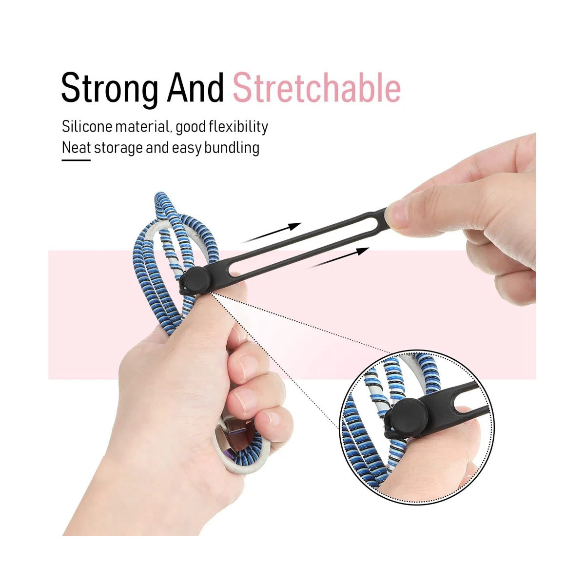 

40Pcs Cable Tie Silicone Reusable Holder Strap Cord Ties Adjustable Cable Straps Multipurpose Cable Organize (4 Colors)