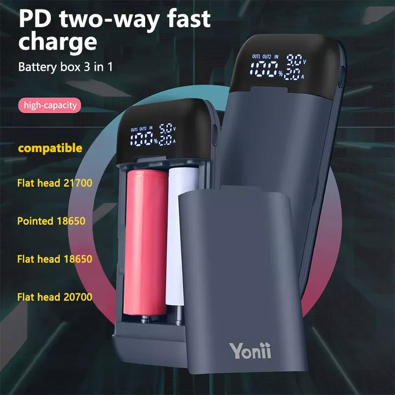 2*18650 Battery Storage Box Power Bank Case Shell LED Display QC3.0 Fast Charger Battery Case for 18650 18700 217000 20700
2*18650 Battery Storage Box Power Bank Case Shell LED Display QC3.0 Fast Charger Battery Case for 18650 18700 217000 20700