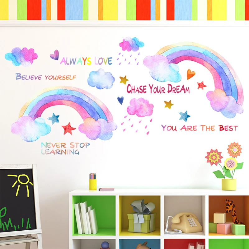 Kids Rainbow Print Wall Sticker Creative Rainbow Raindrop Star Self Adhesive Wall Decal
Kids Rainbow Print Wall Sticker Creative Rainbow Raindrop Star Self Adhesive Wall Decal