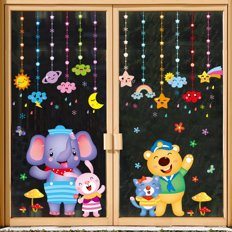 Cartoon Animals Wall Stickers DIY Stars Clouds Wall Decals for Kids Rooms Baby Bedroom Children Nursery Door Home Decoration
Cartoon Animals Wall Stickers DIY Stars Clouds Wall Decals for Kids Rooms Baby Bedroom Children Nursery Door Home Decoration
