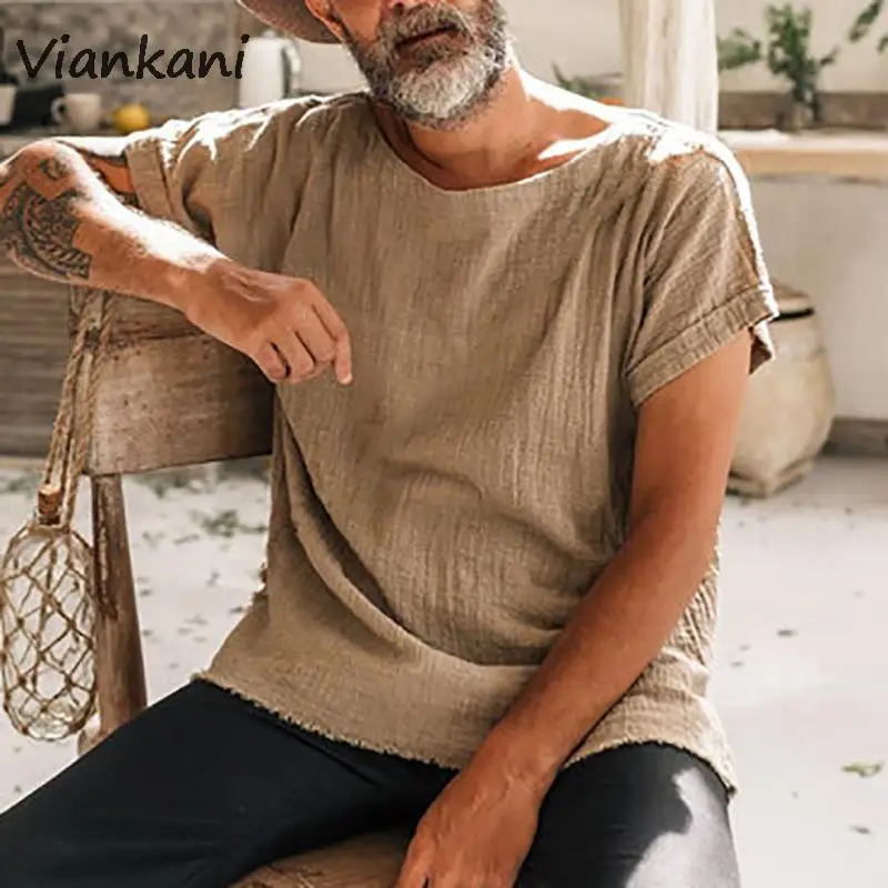 Men's Summer T-shirt Retro Casual Solid color Round neck Short-sleeved Pullover Tee Loose Streetwear Lazy Wind Male T-shirts
Men's Summer T-shirt Retro Casual Solid color Round neck Short-sleeved Pullover Tee Loose Streetwear Lazy Wind Male T-shirts
