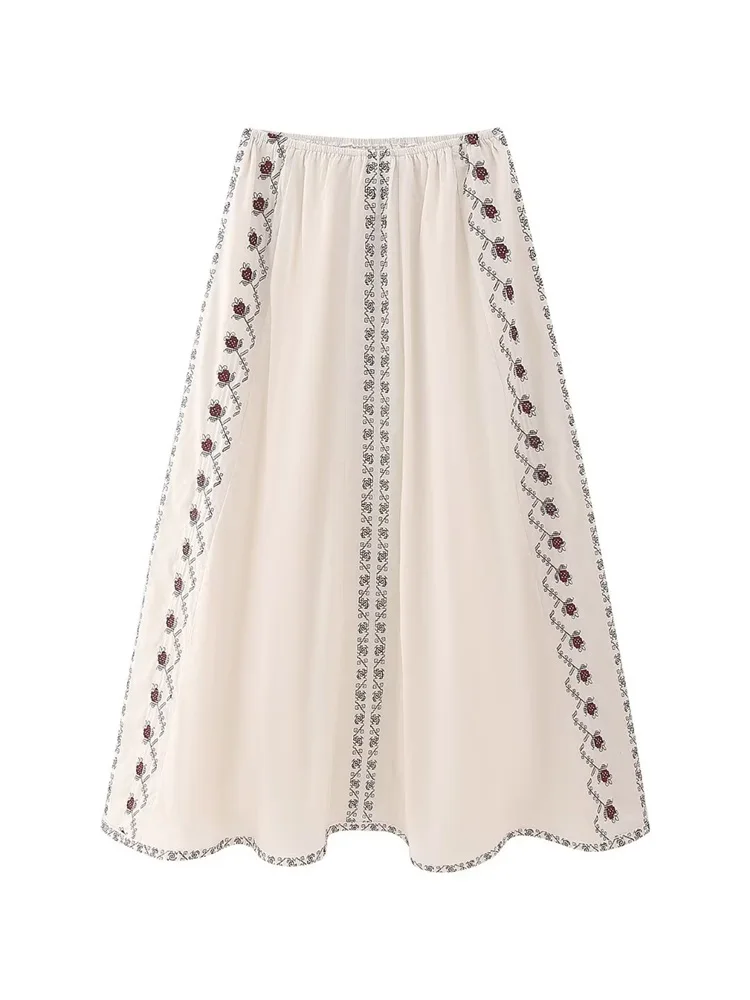 MESTTRAF Women Fashion Y2K Contrast Embroidery Long Skirt Vintage Mid Elastic Waist With Lining Female Skirt Streetwear
MESTTRAF Women Fashion Y2K Contrast Embroidery Long Skirt Vintage Mid Elastic Waist With Lining Female Skirt Streetwear