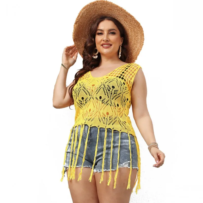 Cover Up Swimwear Tops Women With Tassel Sleeveless V Neck Tunic Summer New Solid Hollow Sexy Beach Wear Swimsuit Cover Ups 2022
Cover Up Swimwear Tops Women With Tassel Sleeveless V Neck Tunic Summer New Solid Hollow Sexy Beach Wear Swimsuit Cover Ups 2022