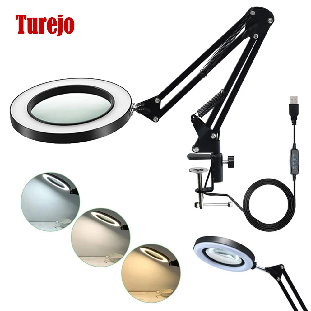 64LED NEW 8x Illuminated Magnifier USB 3 Colors LED Magnifying Glass for Soldering Iron Repair/Table Lamp/Skincare Beauty Tool
64LED NEW 8x Illuminated Magnifier USB 3 Colors LED Magnifying Glass for Soldering Iron Repair/Table Lamp/Skincare Beauty Tool