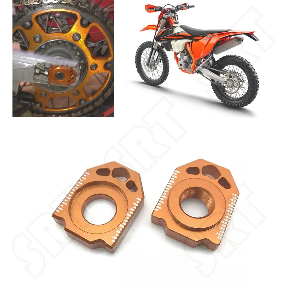 

Fit for KTM 125-530 EXC EXCF XCW XCF-W 2000-2021 SX SXF XC XCF 2000-2012 20 MM Motocross Rear Axle Spindle Chain Adjuster Blocks