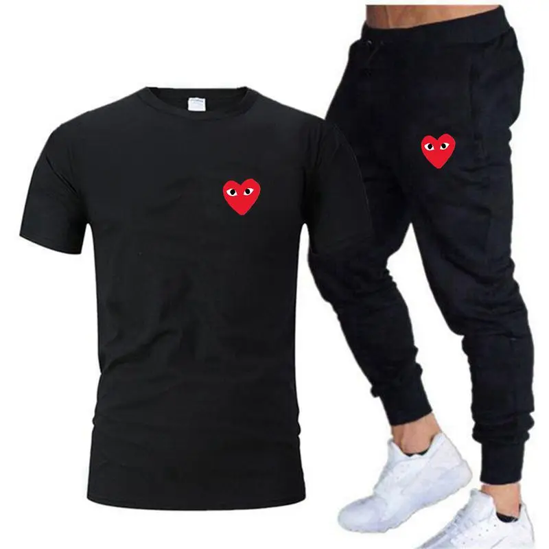 

New Men's Set Fashion Two Piece Set Men's Street Short Sleeve Pants Casual Comfortable Clothes Jogging Training Set