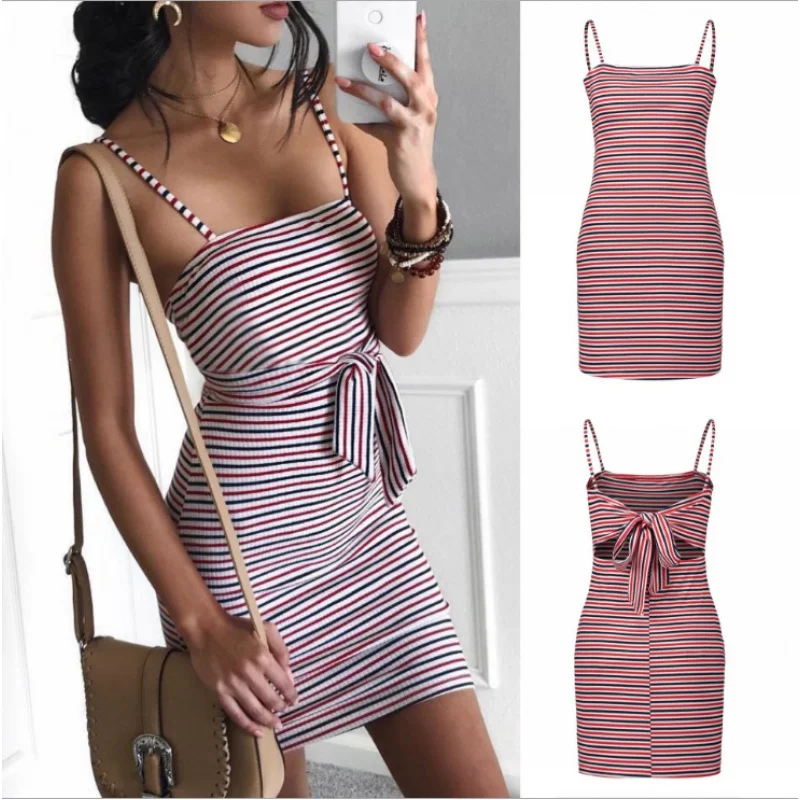European and American New AliExpress2018 wishHot Sale Summer Sexy Colorful Striped Dress
European and American New AliExpress2018 wishHot Sale Summer Sexy Colorful Striped Dress
