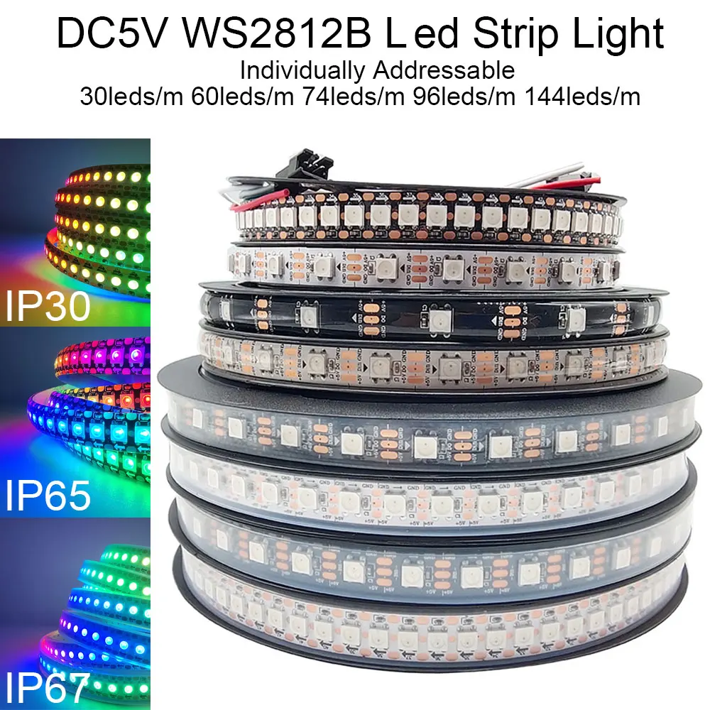 Aurboos RGB светодиодная лента WS2812B 30/60/74/96/144 LED/м
Aurboos RGB светодиодная лента WS2812B 30/60/74/96/144 LED/м
