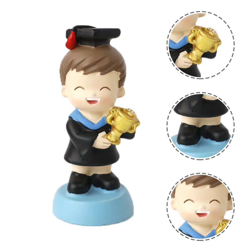 

Boys Girls Ornaments Cupcake Topper Cake Embellishment Gift Holding A Trophy Sculptures Resin Graduation Party Decoration Child