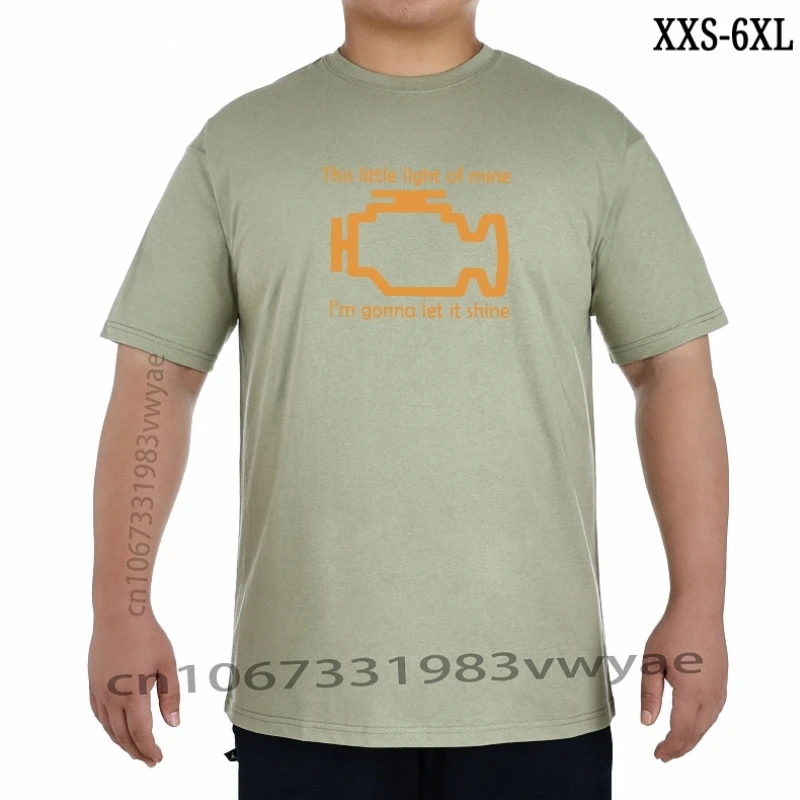 

Check Engine Let It Shine Mechanic T Shirts Men Premium Cotton Awesome TShirt Car Fix Engineer Tee Shirt Fitness Streetwear