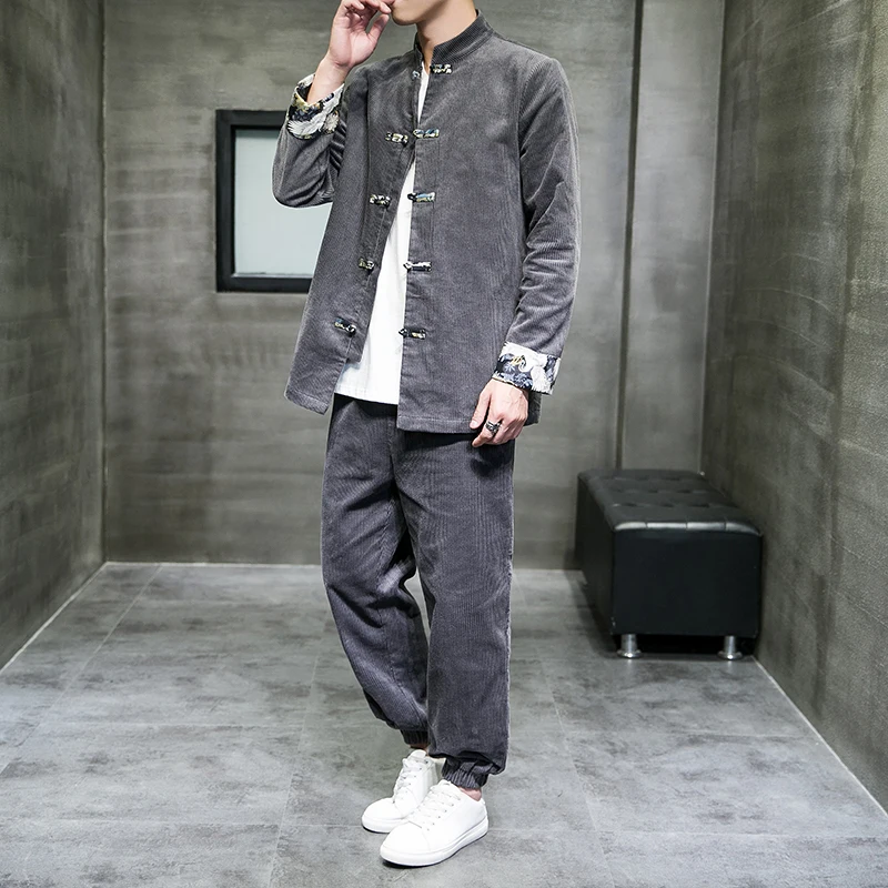 Chinese Style Autumn and Winter Men's Corduroy Designer Clothing Suit Tang Suit Hanfu Ethnic Style Fashion Coat Trousers
Chinese Style Autumn and Winter Men's Corduroy Designer Clothing Suit Tang Suit Hanfu Ethnic Style Fashion Coat Trousers