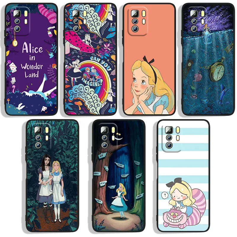 

Alice in Wonderland Phone Case For Xiaomi Redmi Note 4X 5 5A(32GB) 6 7 8T 8 9 9T 9Pro Max 9S Pro Black Funda Cover Soft Silicone