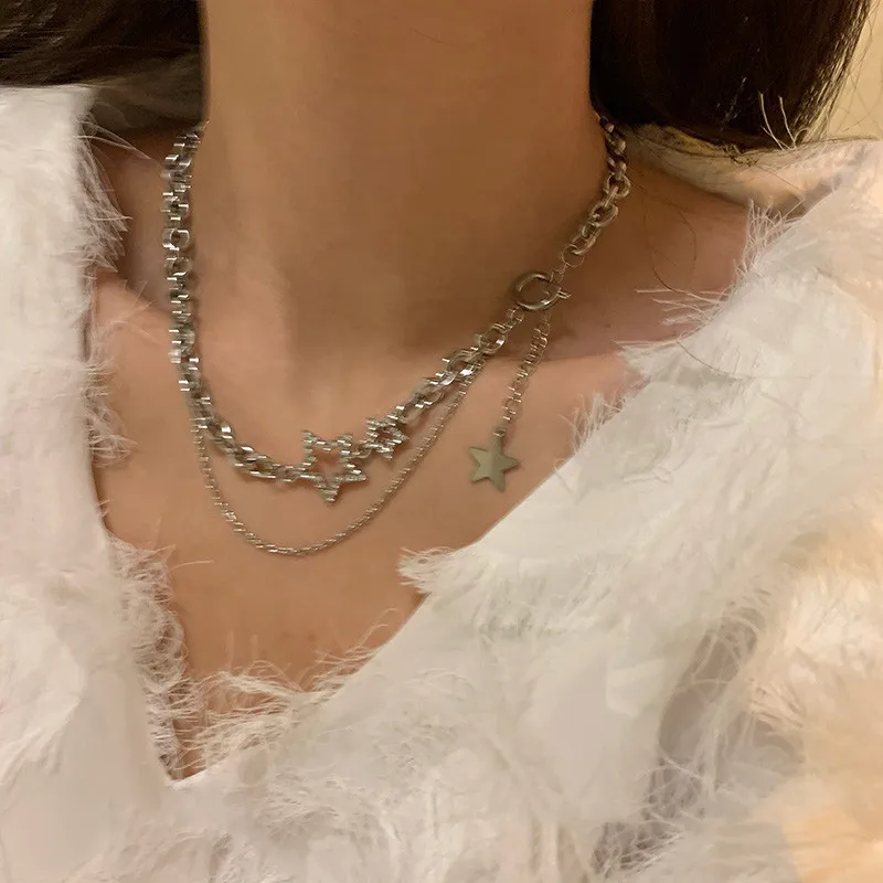 Shiny Star Layered Tassel Choker Necklace Y2k Jewelry for Women Fashion Pentagram Silver Color Chain Zircon Charm Necklaces Gift
Shiny Star Layered Tassel Choker Necklace Y2k Jewelry for Women Fashion Pentagram Silver Color Chain Zircon Charm Necklaces Gift