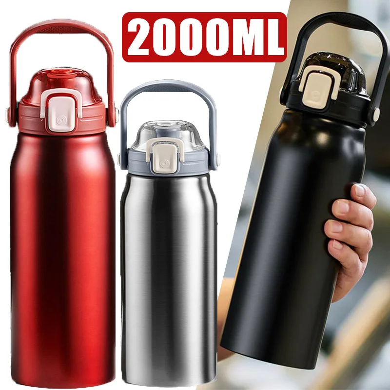 

2L Large Capacity Thermo Bottle Stainless Steel Thermos Water Bottle Tumbler Portable Thermoses Mug Outdoor Cup Thermal Motion