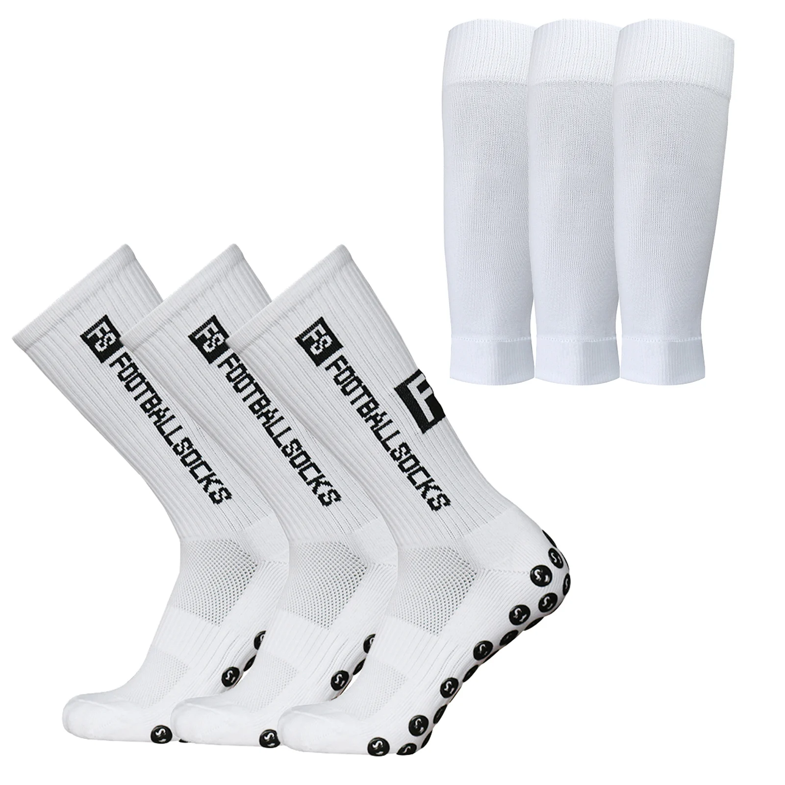 3 Pairs Anti Slip Soccer Socks and Calf Sleeves Set Outdoor Sport Running Stretch Socks Athletic Football Socks with Grips
3 Pairs Anti Slip Soccer Socks and Calf Sleeves Set Outdoor Sport Running Stretch Socks Athletic Football Socks with Grips