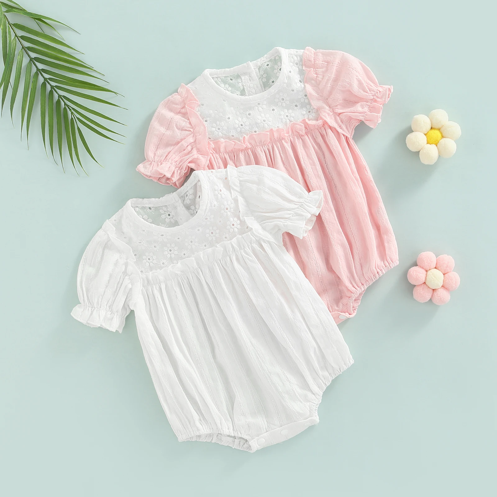 Baby Girl Romper Lace Cutout Design Short Sleeve Bottom Snap Closure Summer Clothing Toddler Girl Sweet Jumpsuit
Baby Girl Romper Lace Cutout Design Short Sleeve Bottom Snap Closure Summer Clothing Toddler Girl Sweet Jumpsuit