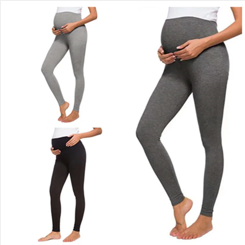 

Женские Леггинсы для беременных и мам с поддержкой живота, однотонные облегающие штаны для коррекции фигуры, брюки для мам с высокой талией, черные, серые