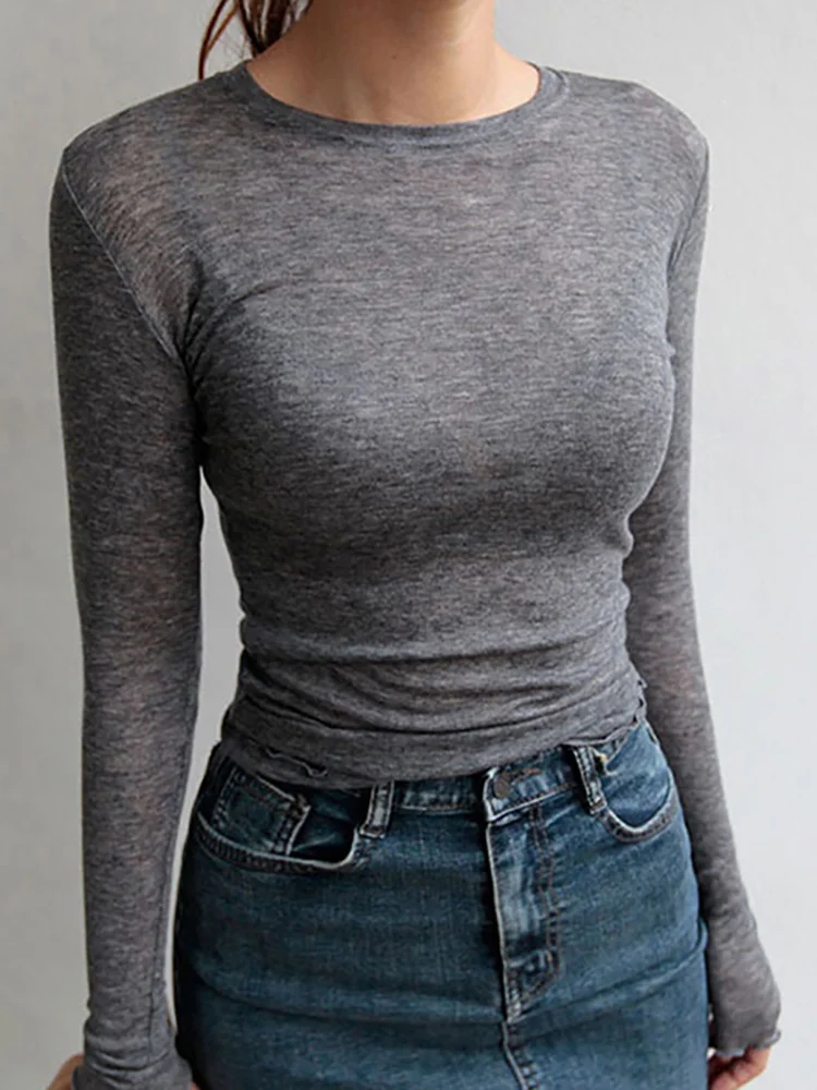 Slim High Quality Plain T Shirt Women Cotton Elastic Basic T-shirts Female Casual Tops Long Sleeve Sexy Thin T-shirt see through
Slim High Quality Plain T Shirt Women Cotton Elastic Basic T-shirts Female Casual Tops Long Sleeve Sexy Thin T-shirt see through