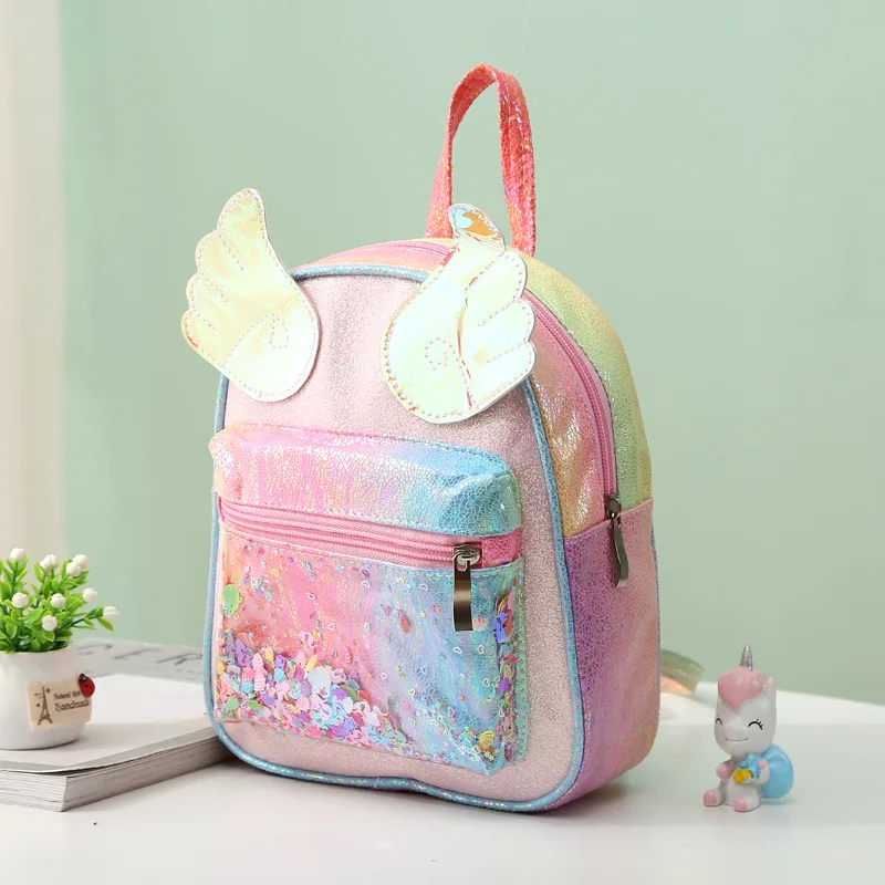 

New Colorful Children Schoolbags In Kindergarten Girls Princess Rainbow Laser Backpacks Baby Cartoon Sequin Backpack Sac Licorne