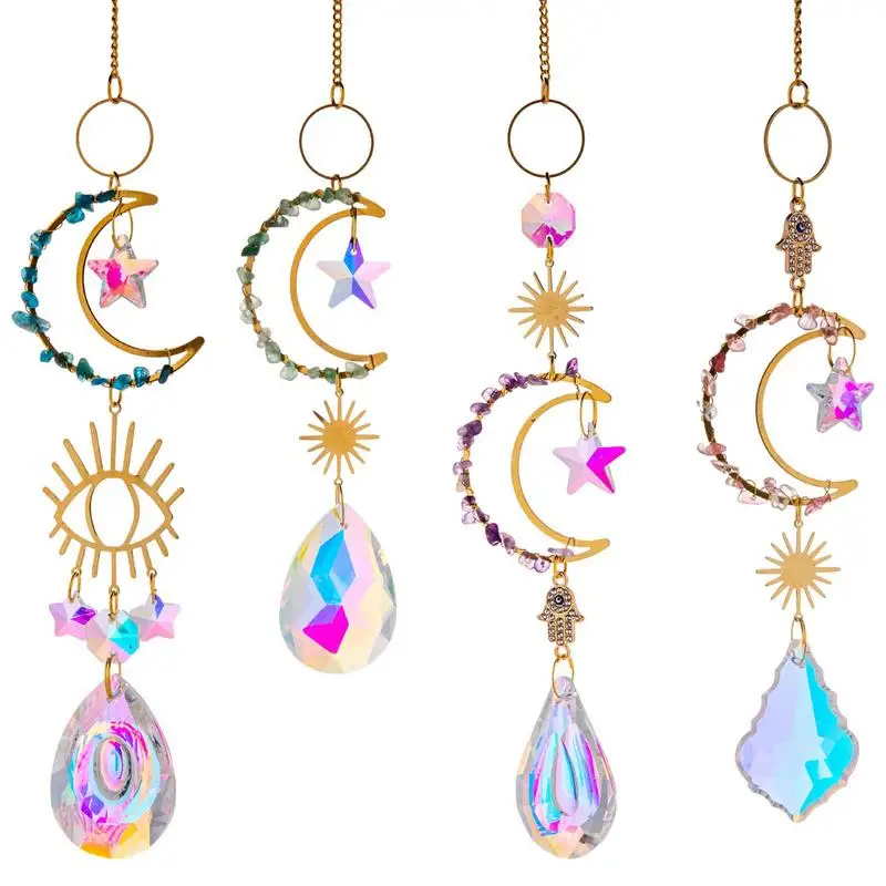Prism Crystal Sun Catcher Colorful Light Garden Decoration Stars Moons Glass Pendant With Metal Chain Wind Chime Hanging Mirror
Prism Crystal Sun Catcher Colorful Light Garden Decoration Stars Moons Glass Pendant With Metal Chain Wind Chime Hanging Mirror