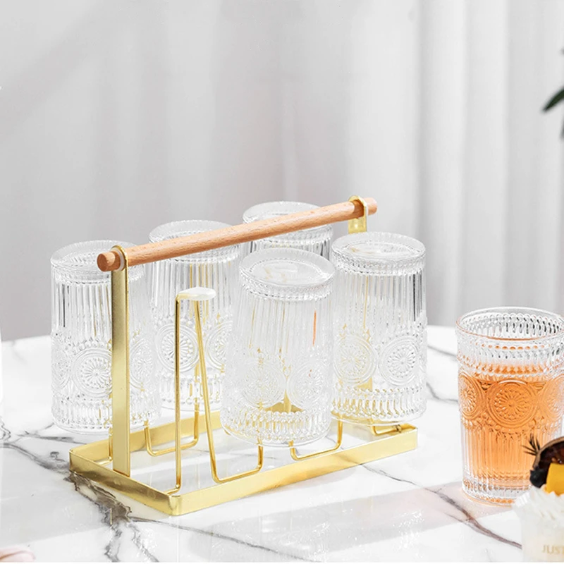 New creative glass drain rack light luxury household water cup rack living room water cup rack wooden handle wrought iron rack
New creative glass drain rack light luxury household water cup rack living room water cup rack wooden handle wrought iron rack