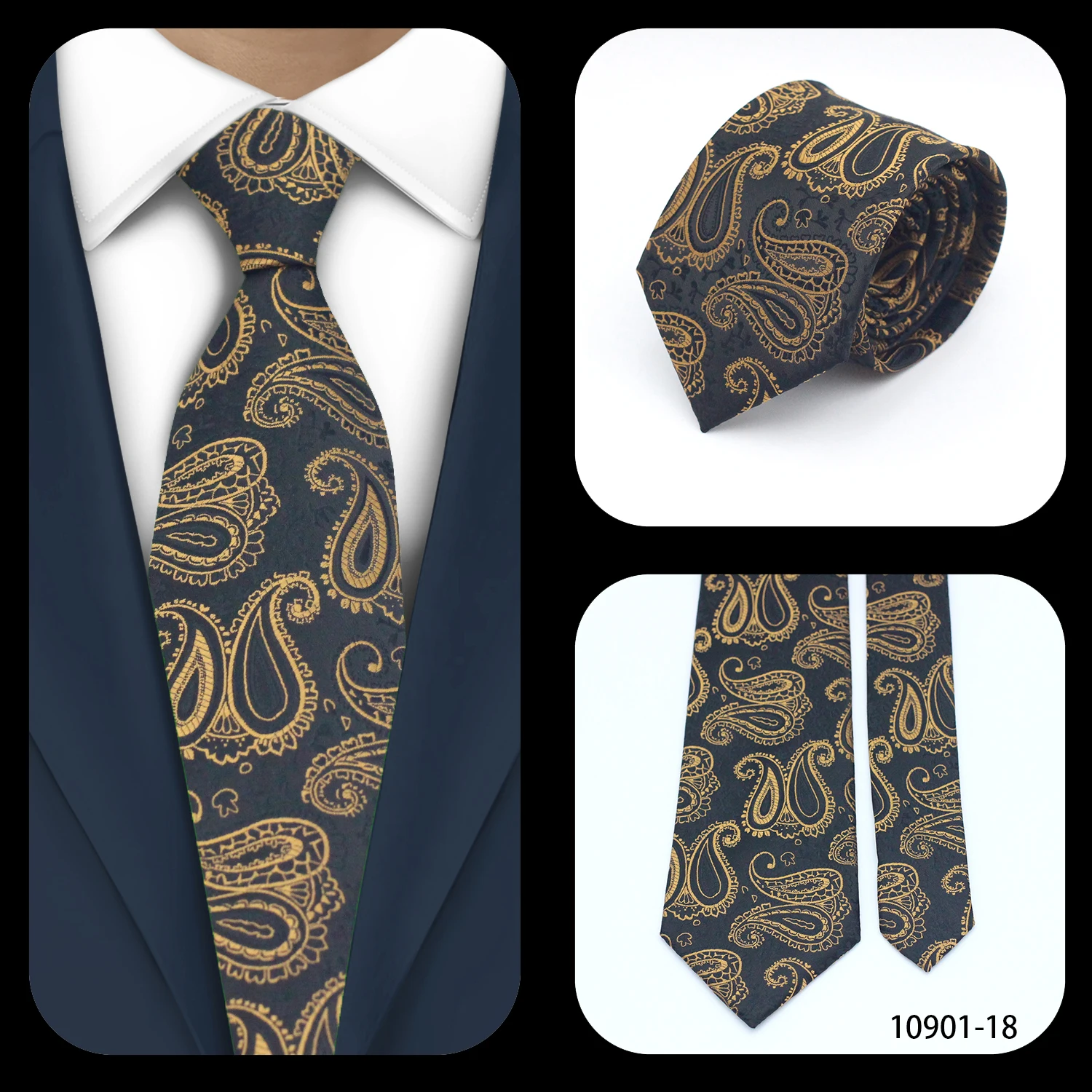 

LYL 8CM Black Gold Paisley Italian Silk Tie Wedding Men Necktie Guest Gift Slim Festival Ties for Gentleman Free Shipping