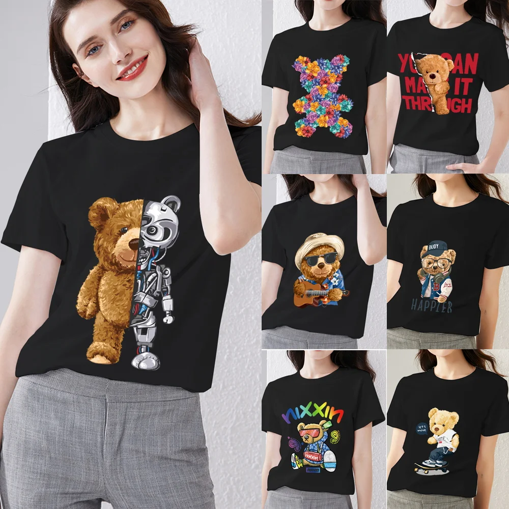 Summer Women's Fashion T-shirt Cartoon Teddy Bear 3D Printing Series Personality Trend All-match O-neck Top One Drop Delivery
Summer Women's Fashion T-shirt Cartoon Teddy Bear 3D Printing Series Personality Trend All-match O-neck Top One Drop Delivery