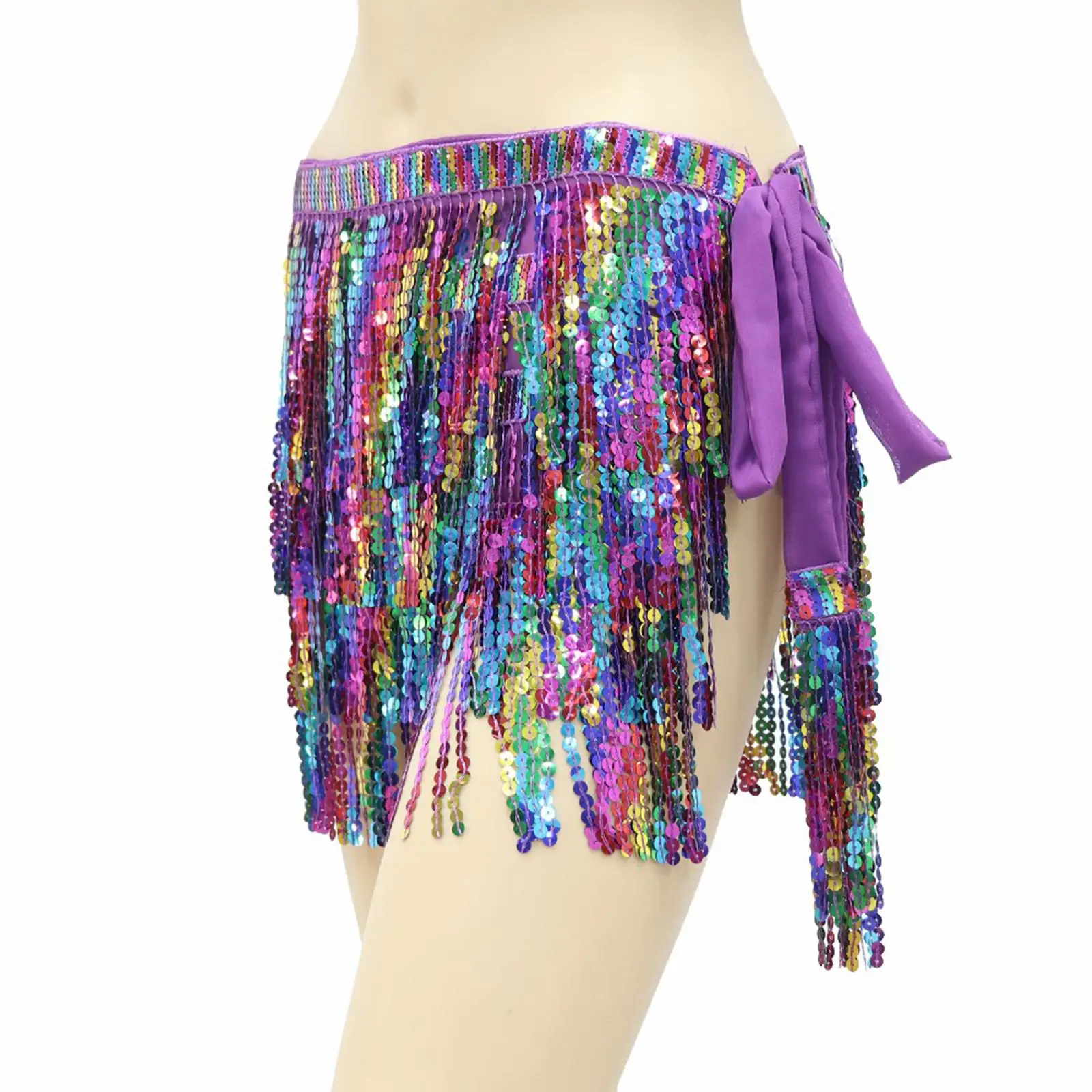 

72.83inch Sequin Dance Skirt Outfit Sparkly Fashion Performance Wrap Skirts Shining Belly Dance Hip Scarf for Cosplay Festivals