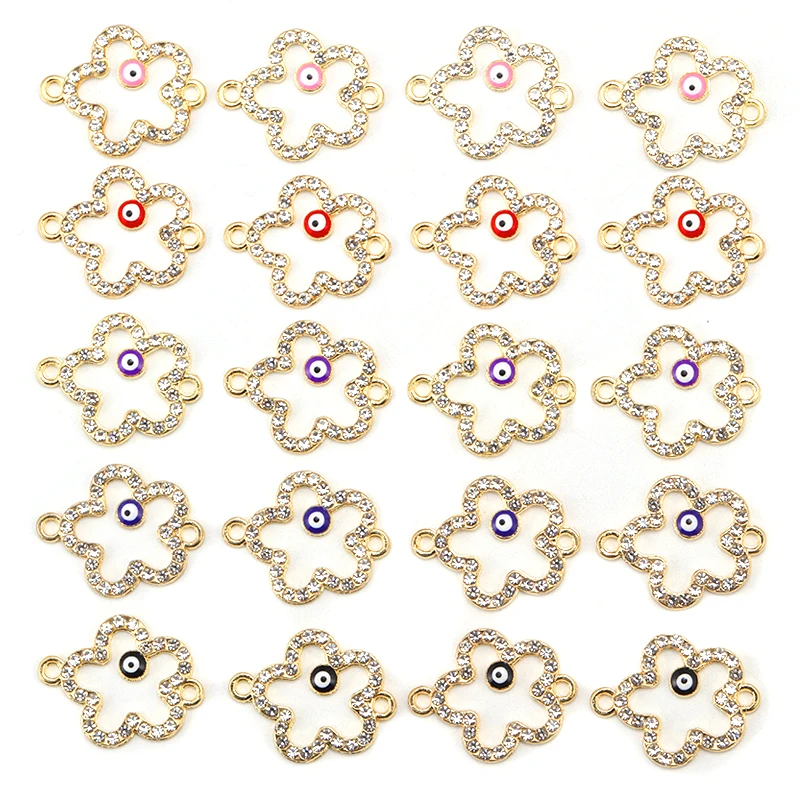 15Pcs 17*21MM New Fashion Flower With Evil Eye Charm Connector Delicate DIY Jewelry Bracelet Earrings Making Pendant Accessories
15Pcs 17*21MM New Fashion Flower With Evil Eye Charm Connector Delicate DIY Jewelry Bracelet Earrings Making Pendant Accessories