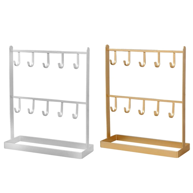 2X Tabletop Iron Jewelry Earring Hanger Necklace Ring Earring Earring Shelf Display Shelf Porch Key Rack Gold & White
2X Tabletop Iron Jewelry Earring Hanger Necklace Ring Earring Earring Shelf Display Shelf Porch Key Rack Gold & White
