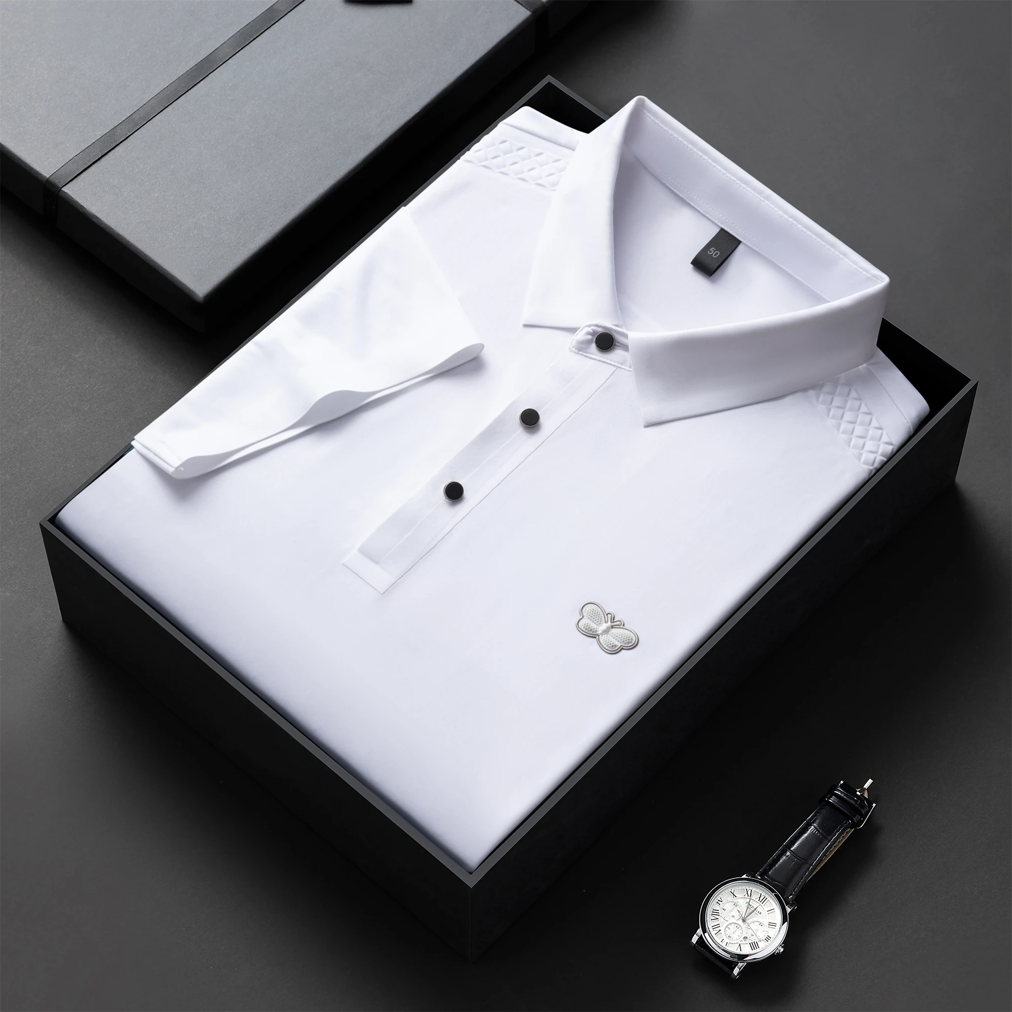 Luxury Brand Men's Polo Shirt 2023Summer New Lapel Embroidered Butterfly Traceless Men T-shirt Korean Casual Trend Golf Clothing
Luxury Brand Men's Polo Shirt 2023Summer New Lapel Embroidered Butterfly Traceless Men T-shirt Korean Casual Trend Golf Clothing