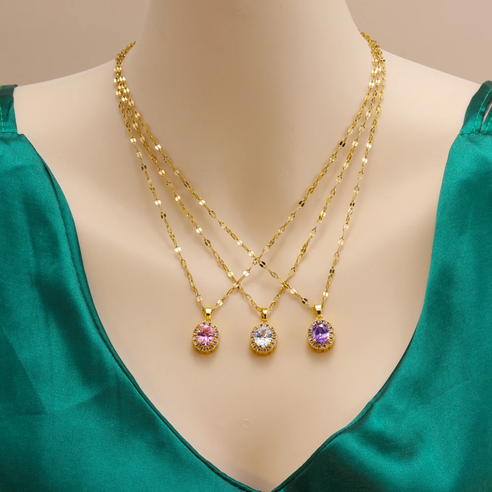 New Trendy Zircon Crystal Pendant Stainless Steel Necklace For Women Fashion Female Clavicle Chain Jewelry Wholesale 2023
New Trendy Zircon Crystal Pendant Stainless Steel Necklace For Women Fashion Female Clavicle Chain Jewelry Wholesale 2023