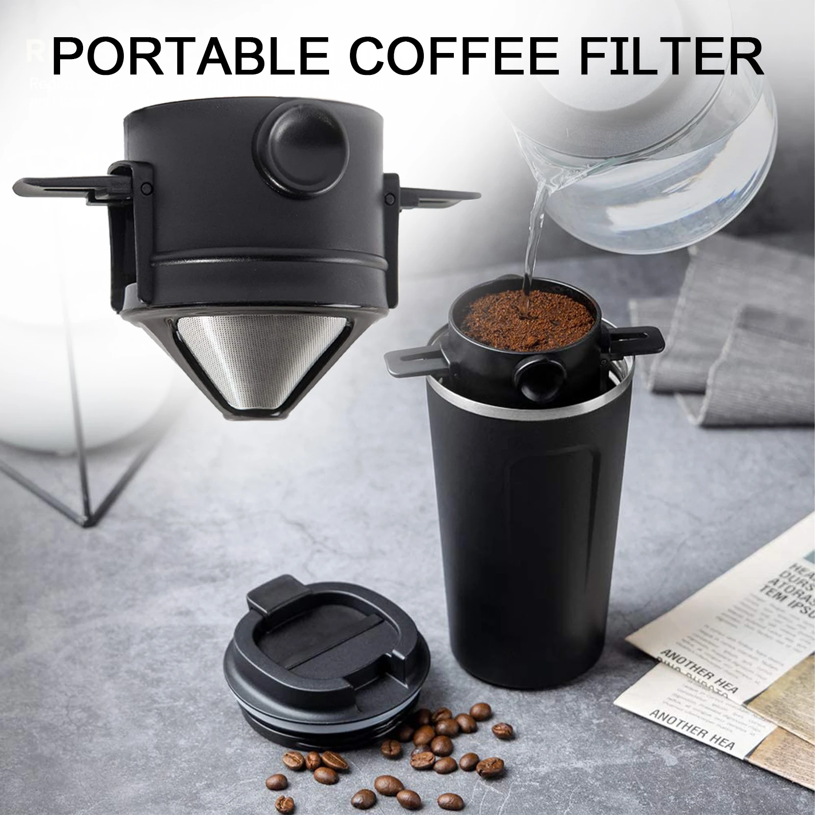 

Многоразовый фильтр для кофе, портативный держатель из нержавеющей стали 304 для кофе и чая, воронка, корзины, ситечко для чая и подставка, кап...