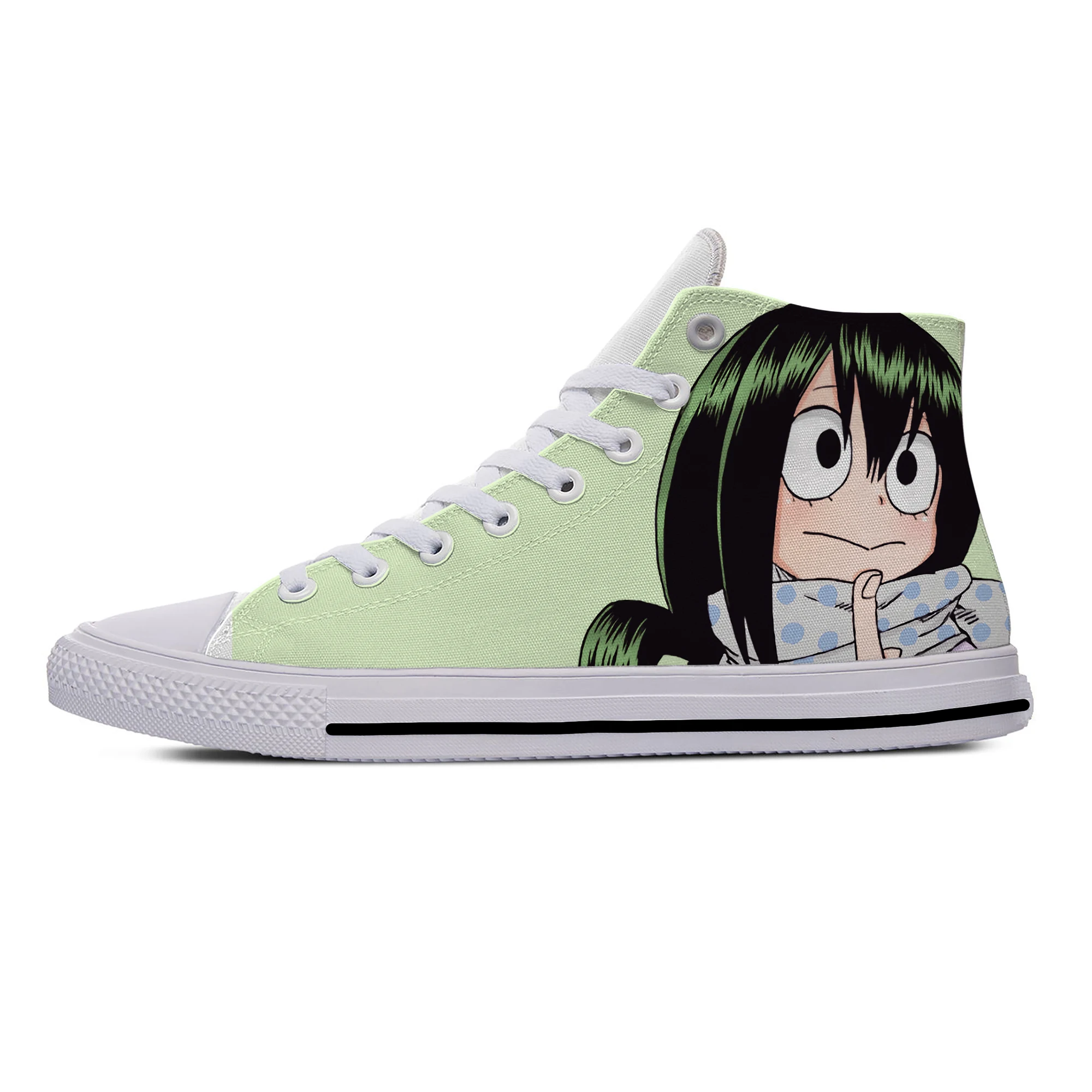 Japanese Anime My Hero Academia Asui Tsuyu Froppy Casual Cloth Shoes High Top Lightweight Breathable 3D Print Men Women Sneakers
Japanese Anime My Hero Academia Asui Tsuyu Froppy Casual Cloth Shoes High Top Lightweight Breathable 3D Print Men Women Sneakers