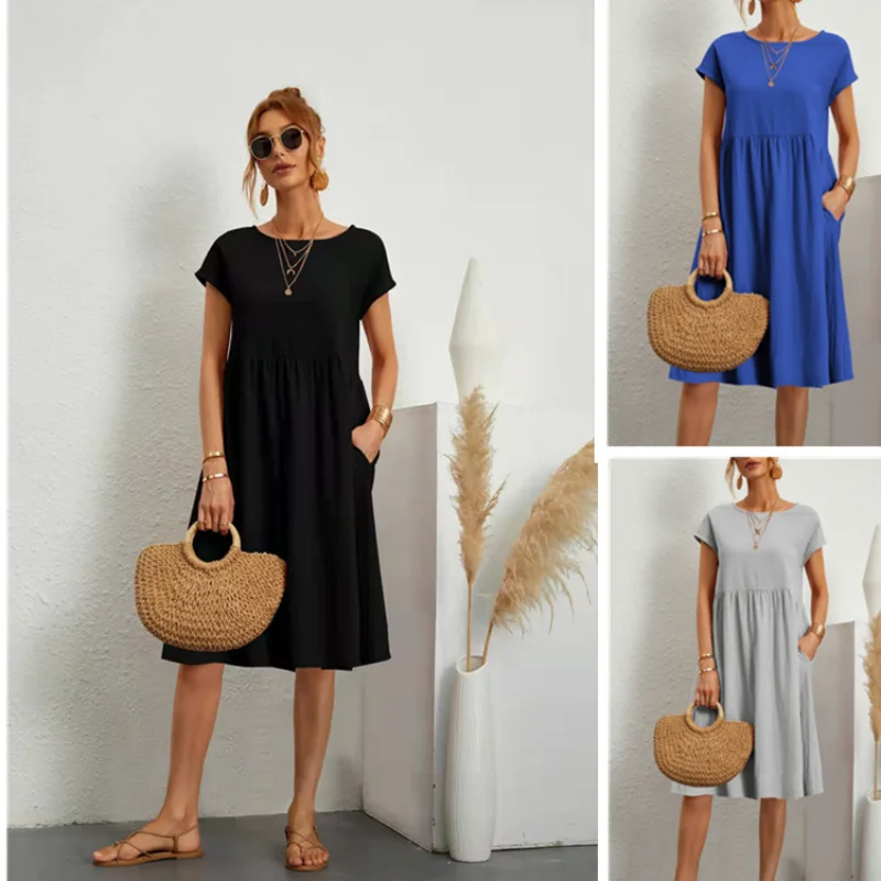 Summer Casual Maxi Dress Fashion Temperament Women's Cotton Linen Round Neck A-line Dress for Women
Summer Casual Maxi Dress Fashion Temperament Women's Cotton Linen Round Neck A-line Dress for Women