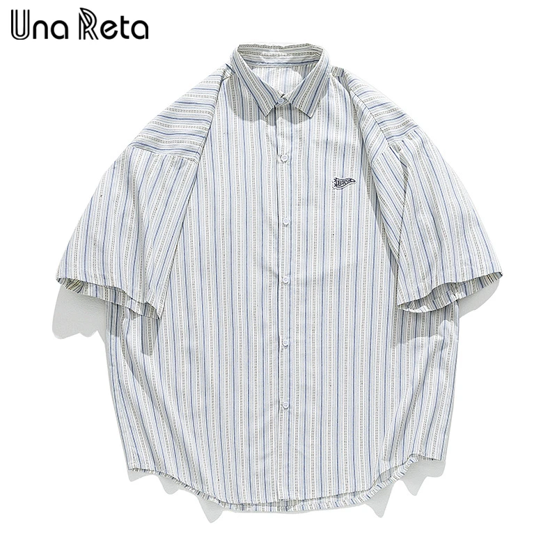 Мужская рубашка Una Reta, летние топы, уличная одежда, полосатые рубашки с коротким рукавом для мужчин, однобортные свободные хлопковые рубашки Harujuku
Мужская рубашка Una Reta, летние топы, уличная одежда, полосатые рубашки с коротким рукавом для мужчин, однобортные свободные хлопковые рубашки Harujuku